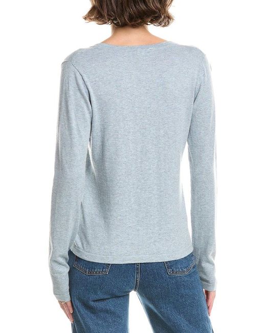 Forte Blue Split Neck Cashmere-Blend Sweater