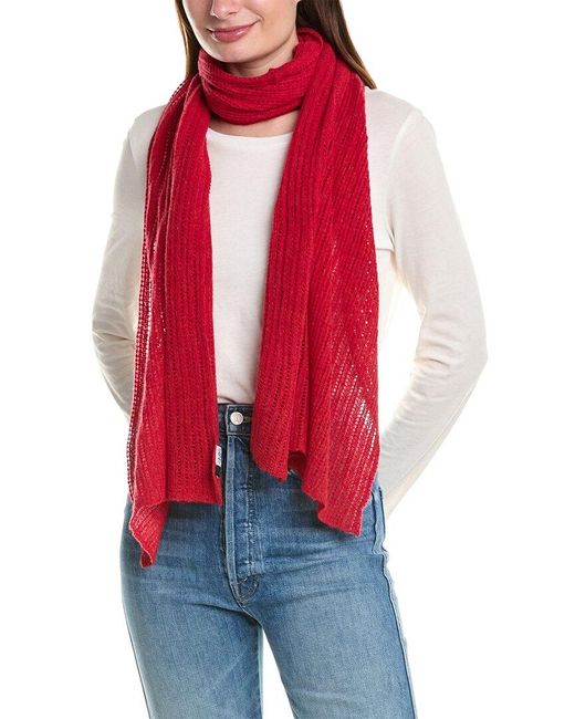Portolano Red All Over Openwork Lightweight Wool-blend Wrap