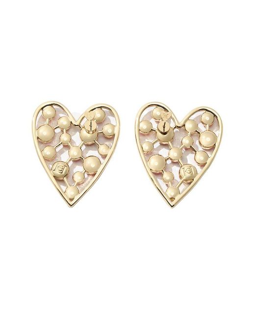Carolina Herrera White Cz Crystal Heart Stud Earrings