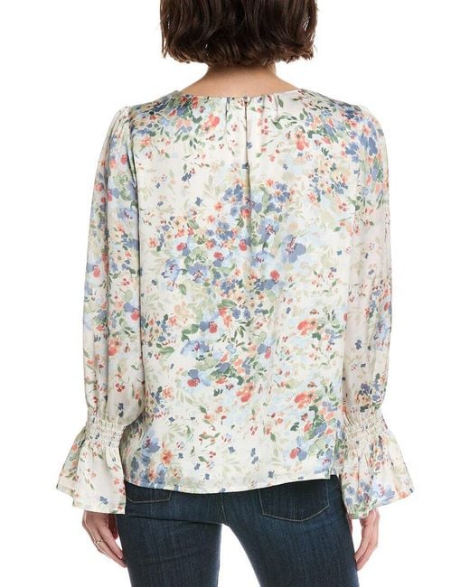 Cece White Smocked Cuff Blouse