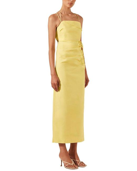 Shona Joy Yellow Lani Draped Cross Back Midi Dress