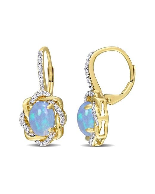 Rina Limor Metallic 10k 1.74 Ct. Tw. Diamond & Ethiopian Opal Earrings