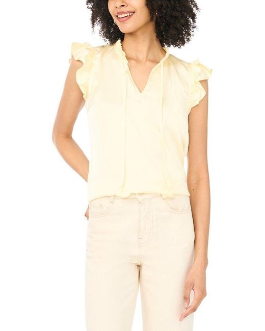 Vince Camuto White Flutter Sleeve Blouse