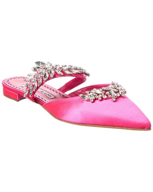 Manolo Blahnik Pink Lurum Satin Mule