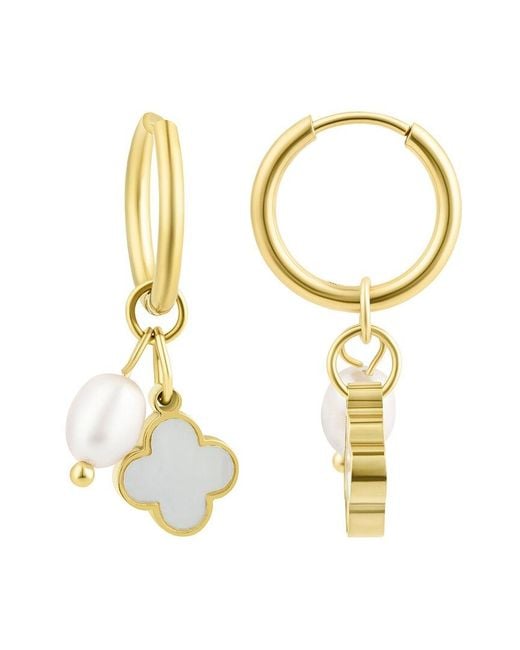 Adornia Metallic Freshwater Pearl & 8-9Mmmm Pearl 18K Plated Earrings