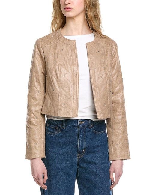 Joseph Ribkoff Natural Quilted Faux Leather Jacket