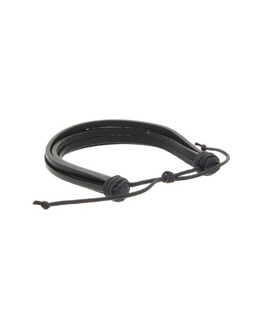 Saint Laurent White Cassandre Multi-Strand Leather Bracelet for men