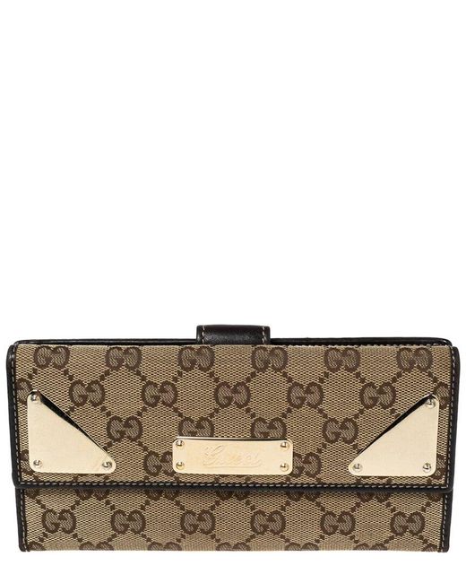 Gucci Brown GG Canvas & Leather Continental Wallet