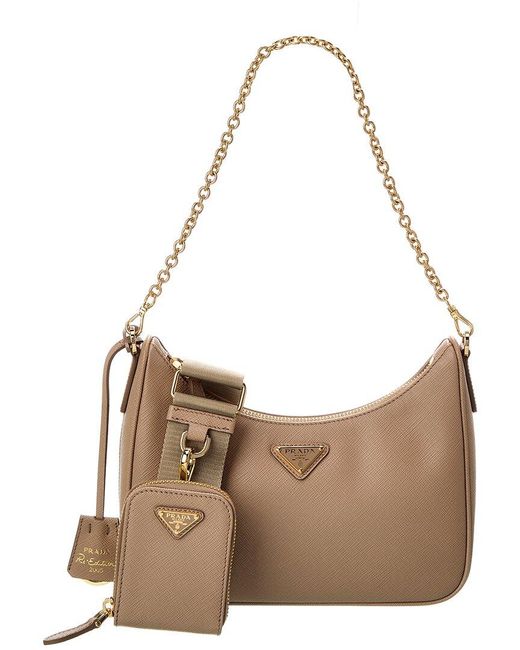 Prada Brown Re-edition 2005 Saffiano Leather Shoulder Bag