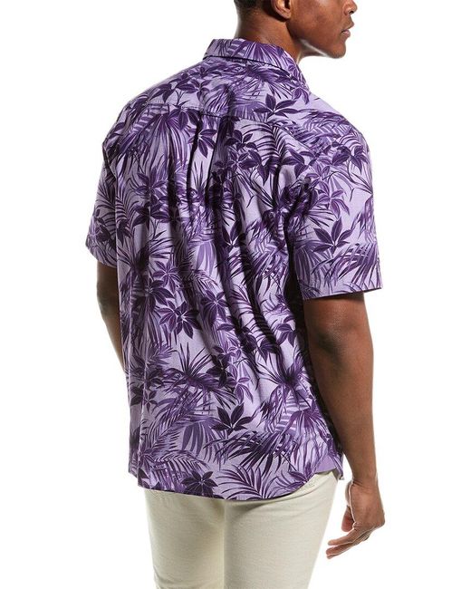 Tommy Bahama Purple Ventana Plaid Linen Woven Shirt for men
