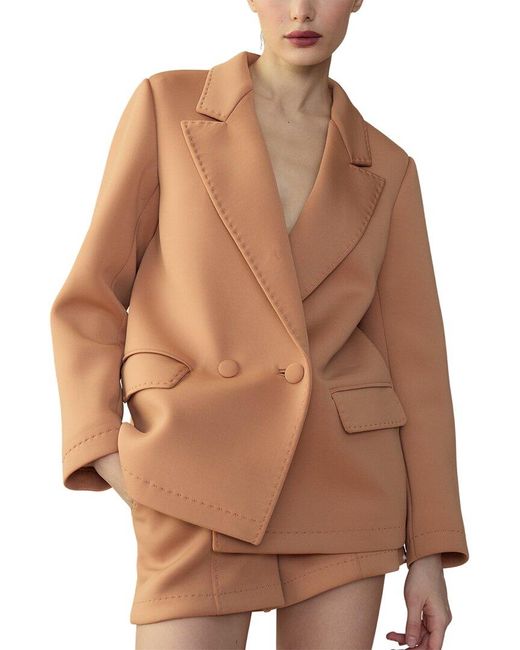 Cynthia Rowley Brown Bonded Pick Stitch Jacket