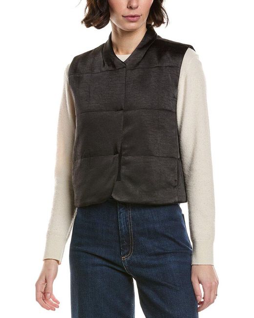 Lilla P Black Satin Quilted Vest