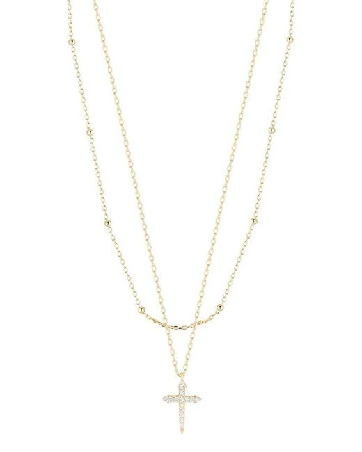 Glaze Jewelry White 14k Over Silver Cz Cross Layered Necklace
