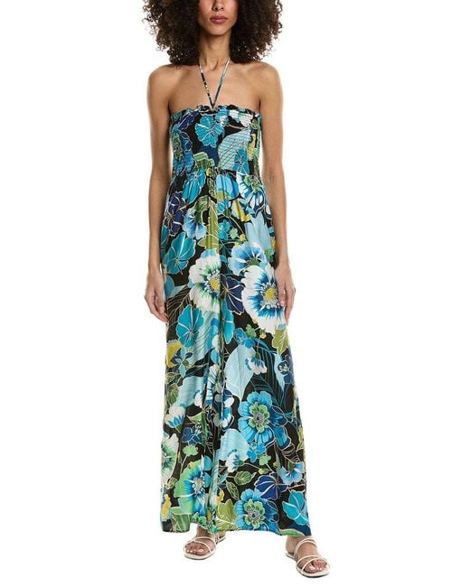 Johnny Was Blue Sweetheart Silk-Blend Jumpsuit