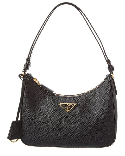 Prada Black Logo Mini Saffiano Leather Shoulder Bag