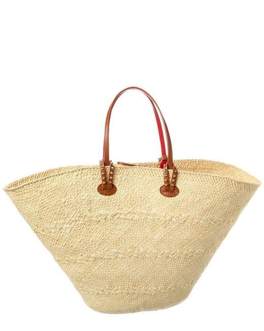 Christian Louboutin Natural Cabata Large Raffia & Leather Basket Tote