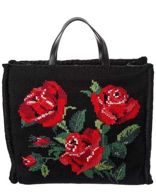 Dolce & Gabbana Red Dg Wool & Leather Tote
