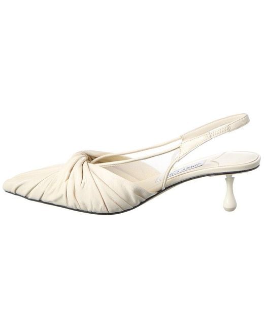 Jimmy Choo White Isa/Twist 50 Leather Slingback Pump