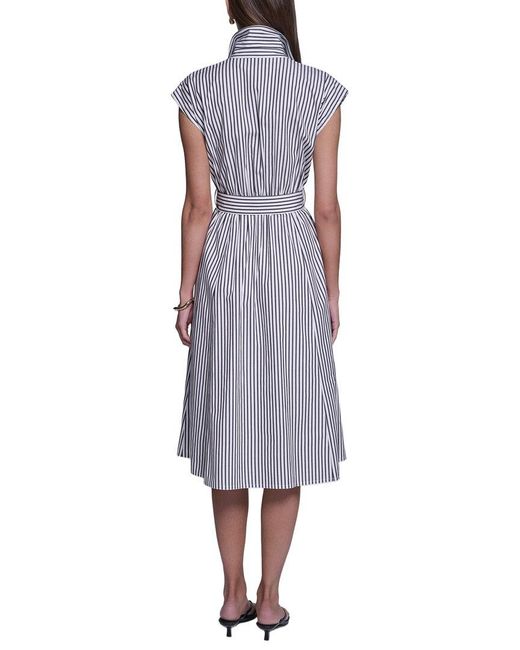 Halston Heritage Purple Midi Stripped Shirt Dress