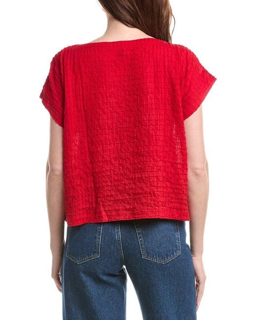 Eileen Fisher Red Ballet Neck Square Top