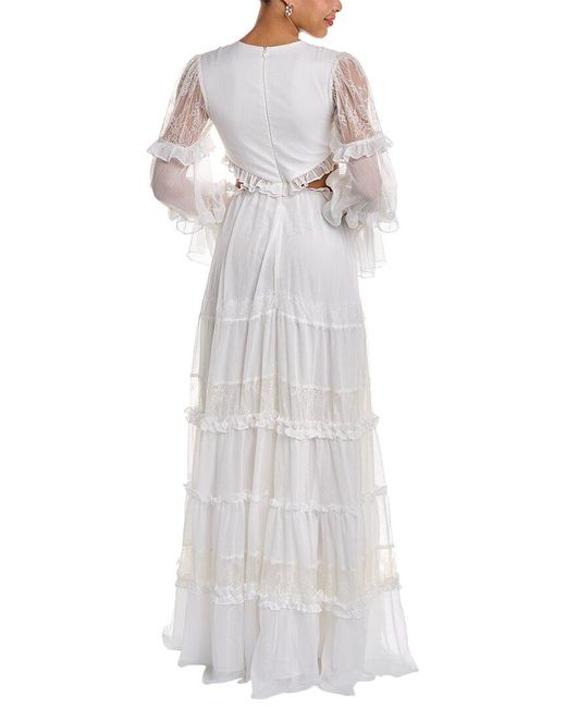 PATBO White Tiered Maxi Dress