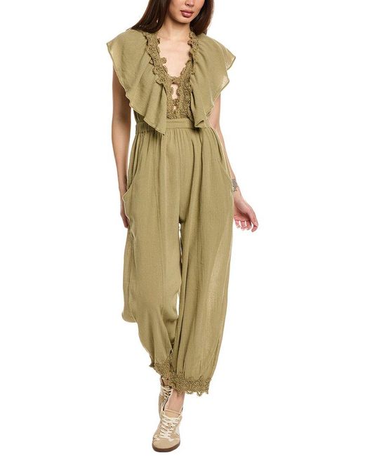 Free People Green Bali Rolling Dunes Jumpsuit
