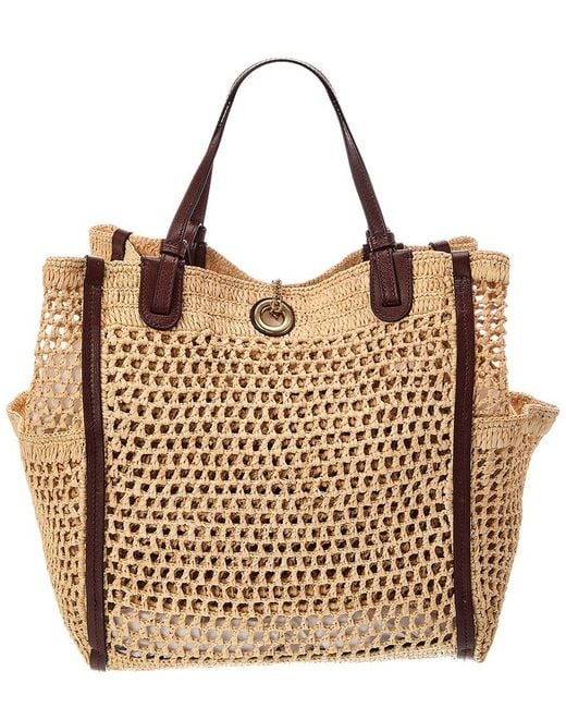 Chloé Natural Iconic Double Raffia & Leather Tote