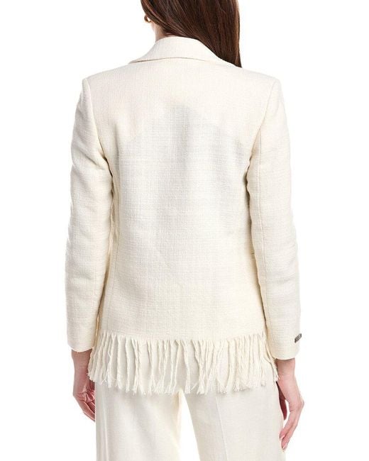 Peserico White Tweed Fringe Jacket