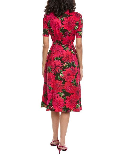 Oscar de la Renta Red Dahlia Shirtdress
