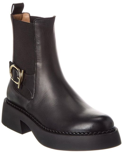 Ferragamo Black Tia Leather Boot