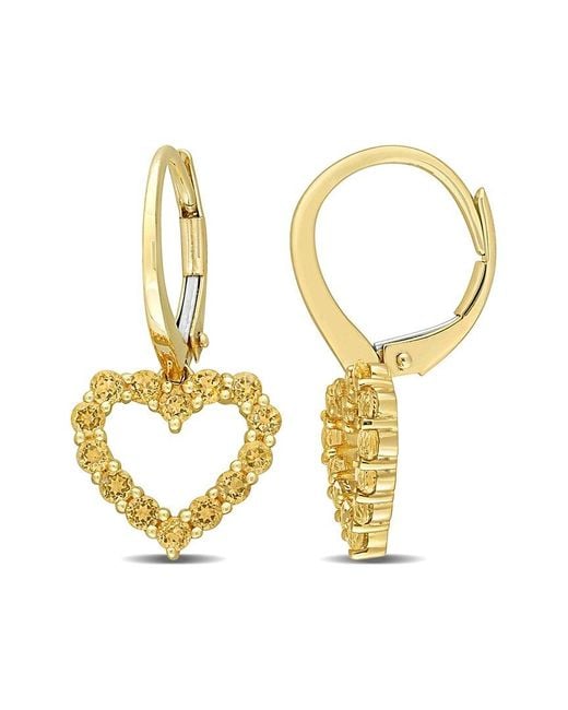 Rina Limor Metallic 10k 1.12 Ct. Tw. Citrine Heart Earrings