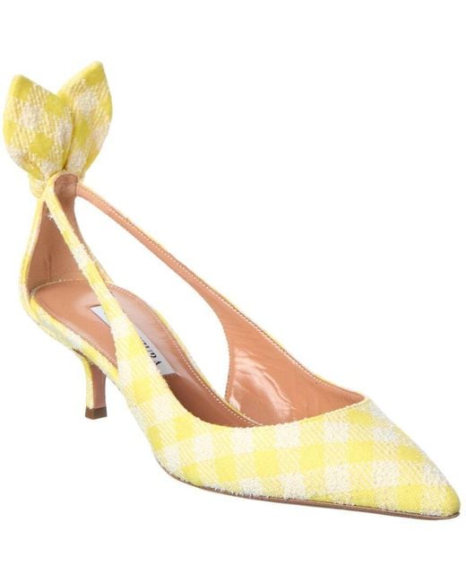 Aquazzura Yellow Canvas & Leather Pump