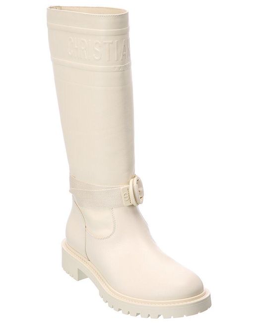 Dior D-major Leather Ankle Boot in White | Lyst UK