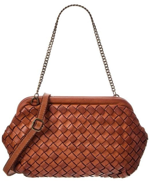 Isabella Rossetti Brown Quincy Hand Woven Leather Clutch