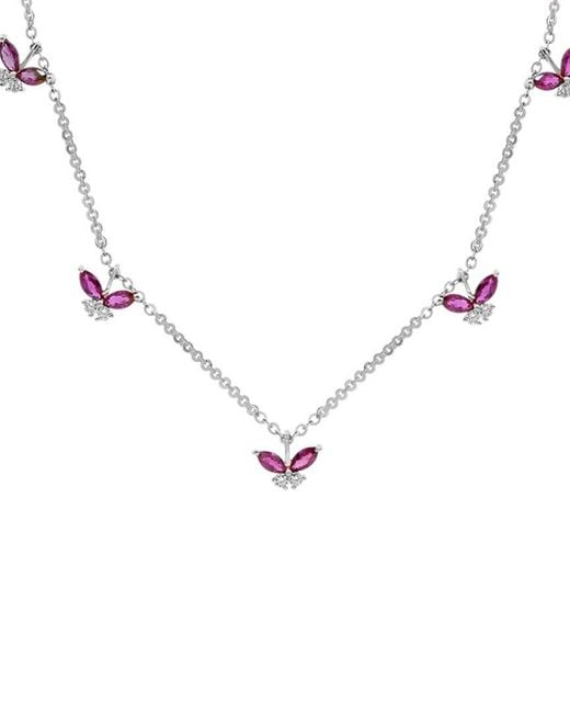 Diana M Metallic Fine Jewelry 14k 1.10 Ct. Tw. Diamond & Ruby Necklace