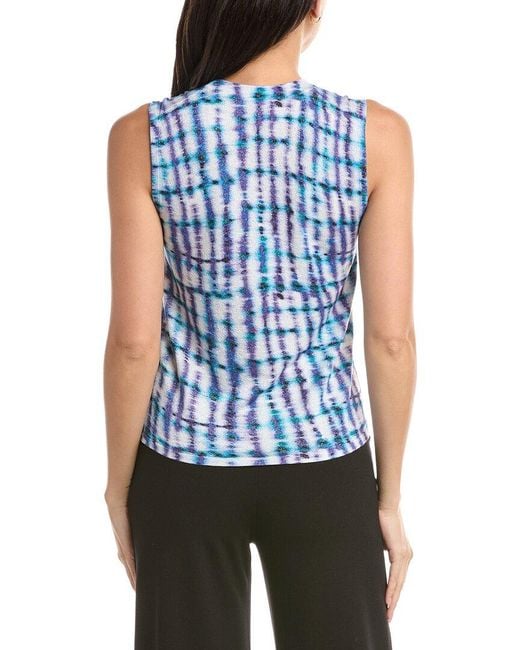 St. John Blue Printed Fine Gauge Knit Shell