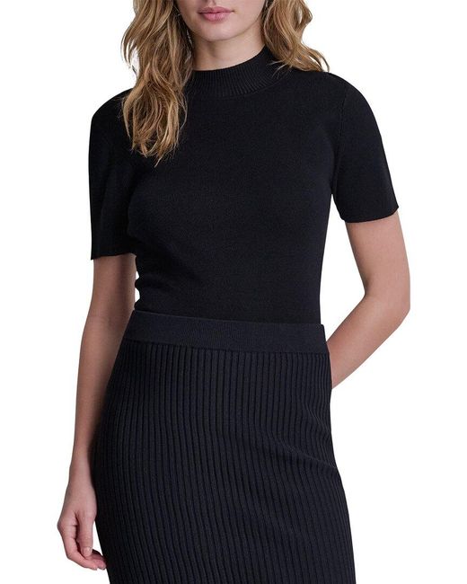 DKNY Black Fringe Sweater Skirt