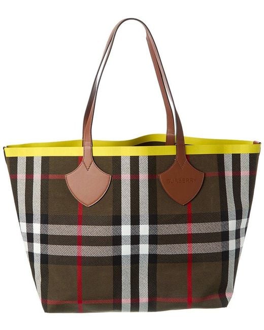 Burberry Black Check Large Reversible Canvas & Leather Tote