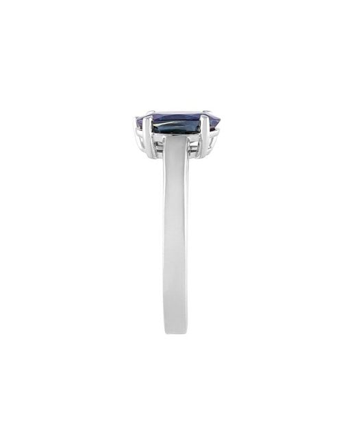 Lab Grown Diamonds Blue 14K 3.00 Ct. Tw. Lab-Grown Diamond & Lab-Grown Sapphire 2 Stone Solitaire Ring