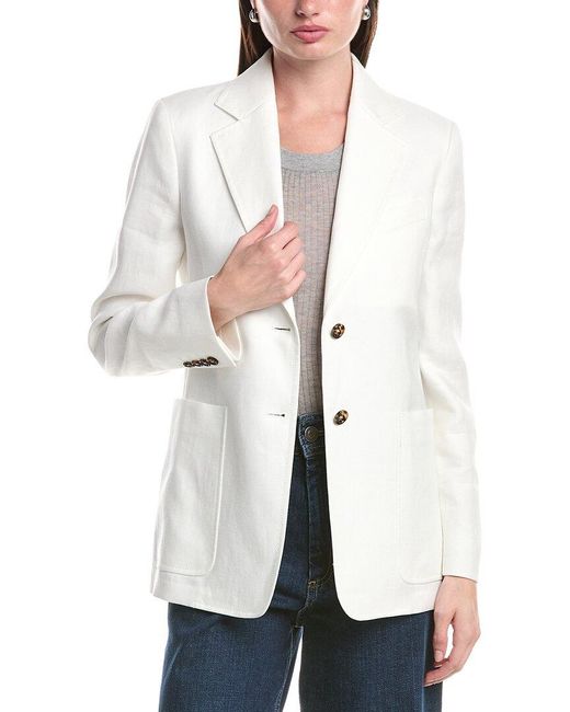 Max Mara White Guglia Linen-Blend Jacket