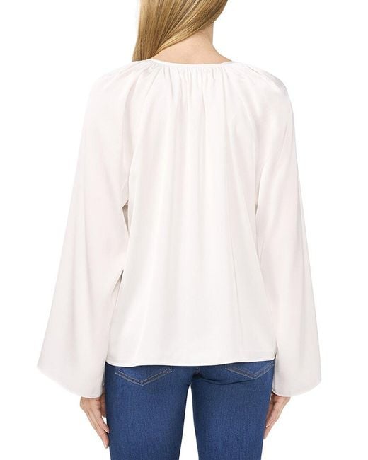 Cece White Raglan V Neck Top