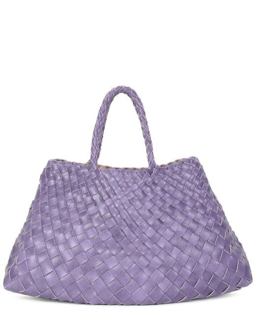 Tiffany & Fred Paris Purple Woven Leather Top Handle Bag