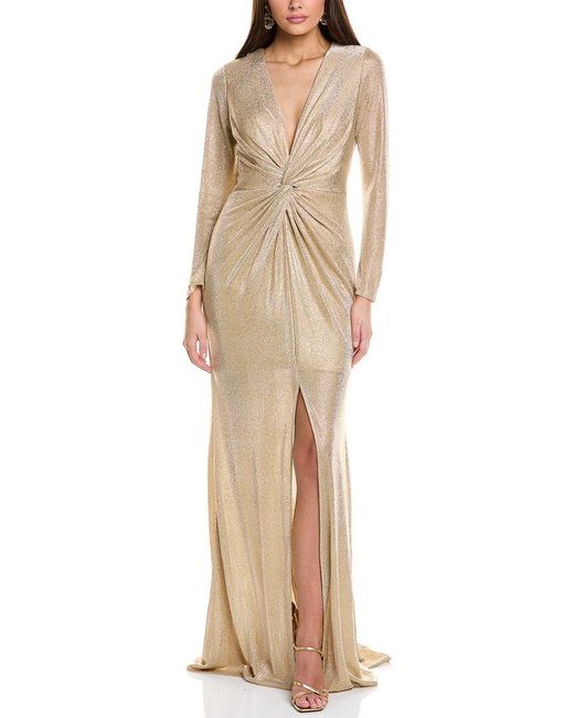 Rene Ruiz Natural Puff Sleeve Gown