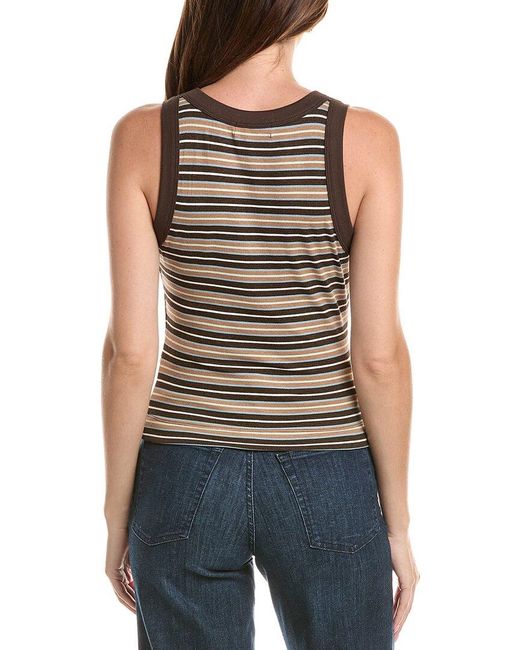 Michael Stars Blue Gina Wide Binding Crop Tank Top