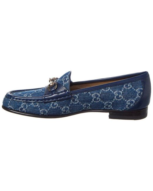 Gucci Blue Horsebit Gg Denim & Leather Loafer
