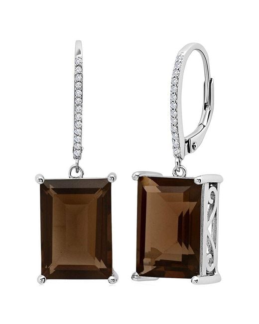 MaxColor White 12.00 Ct. Tw. Smoky Quartz Earrings