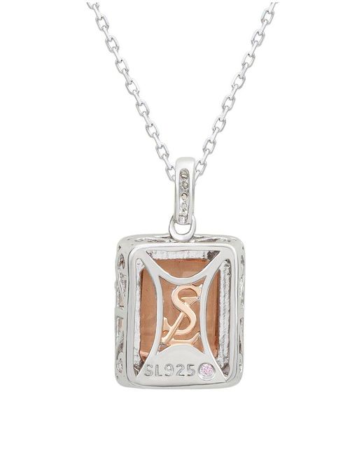 Suzy Levian CZ Jewelry White Suzy Levian Silver Cz Unique Halo Pendant
