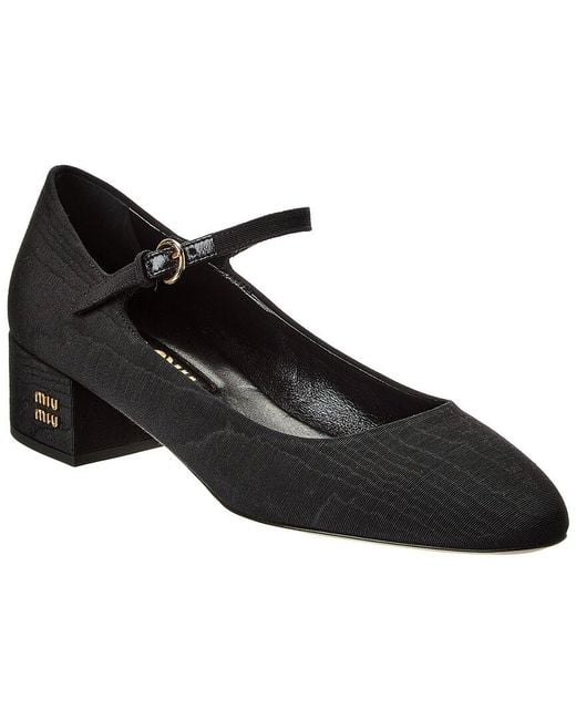 Miu Miu Black Logo Grosgrain Pump