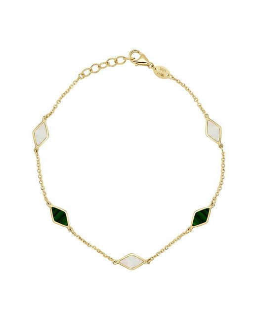 Italian Gold Metallic 14K Gemstone Station Chain Bracelet