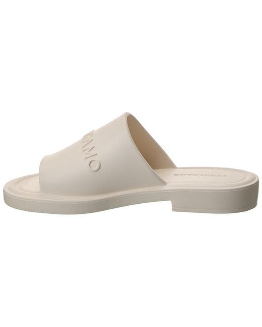 Ferragamo White Giuneva 3D Logo Rubber Sandal